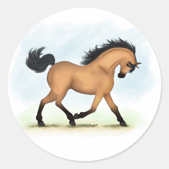 Sticker Rond Cheval équestre en peau de boule (Devant)