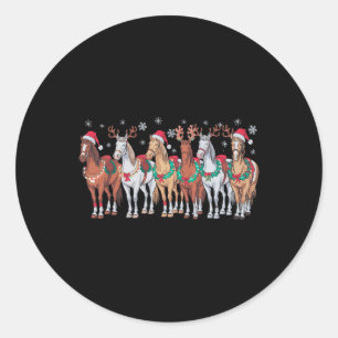 Sticker Rond Cheval équitation Santa Chapeau Lumières de Noël A