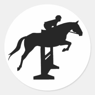 Sticker Rond Cheval et cavalier de pullover de chasseur