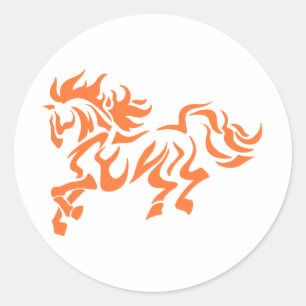 Sticker Rond Cheval ethnique de tribu - Choisir la couleur arri
