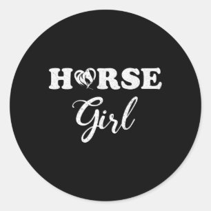 Sticker Rond Cheval Fille Equestre Cheval équitation Lover Hors