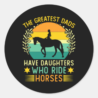Sticker Rond Cheval Fille Fille Fête des pères Cheval Cheval