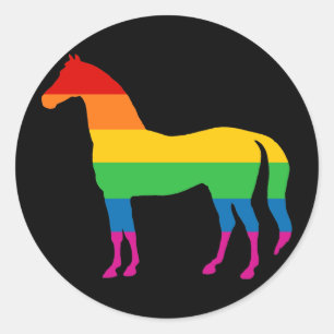 Sticker Rond Cheval gay pride arc-en-ciel