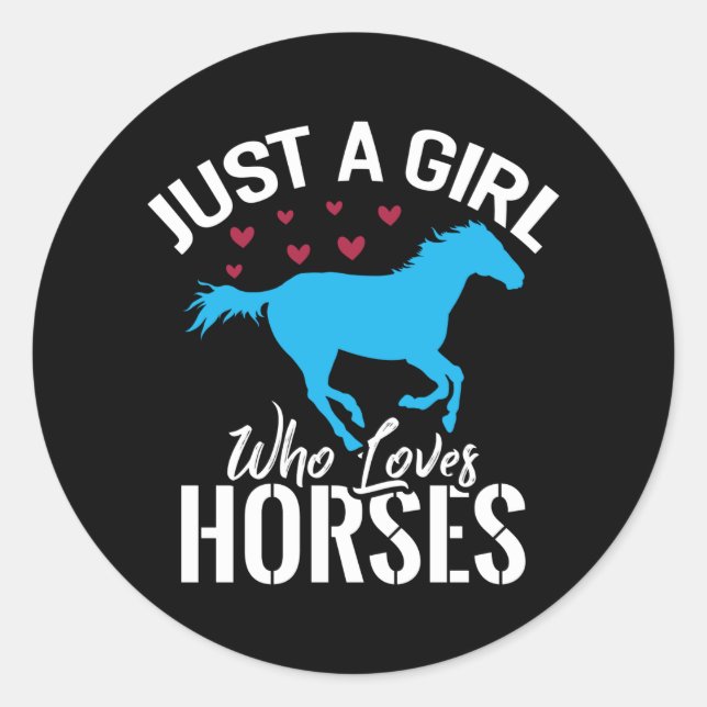 Sticker Rond Cheval Girl équitation Love Chevaux Lover Idée cad (Devant)