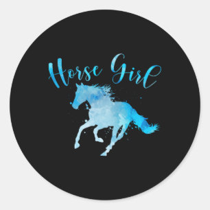 Sticker Rond Cheval Girl Horseback Equestre équitation Lover Vi