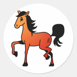 Sticker Rond Cheval heureux