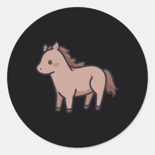 Sticker Rond Cheval Japonais Kawaii Esthétique Horseback équita