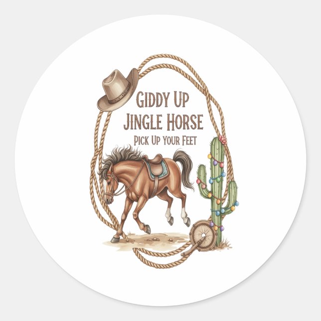 Sticker Rond Cheval Jingle Giddy Up (Devant)