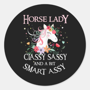 Sticker Rond Cheval Lady Cly Sy Et Un Peu Smart Y
