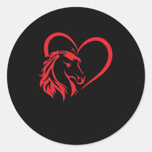 Sticker Rond Cheval Love Cheval Head Heart équitation Saint Va