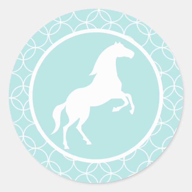 Sticker Rond Cheval mignon ; Cercles Bleus Bébé (Devant)