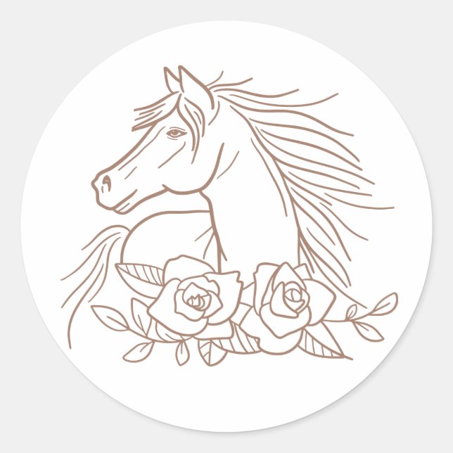 Sticker Rond Cheval mignon Cheval Lover Chevaux poney Equestrio (Devant)