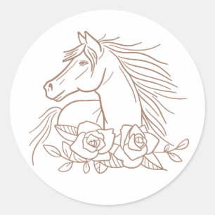 Sticker Rond Cheval mignon Cheval Lover Chevaux poney Equestrio