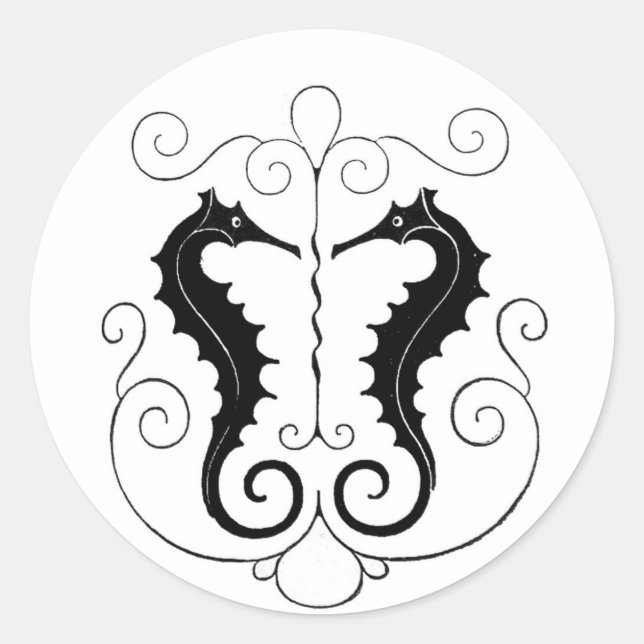 Sticker Rond Cheval noir vintage (Devant)