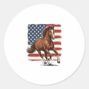 Sticker Rond Cheval Patriotique Vintage Création Vectorielle We