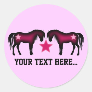 Sticker Rond Cheval Personnalisé Rose Girl