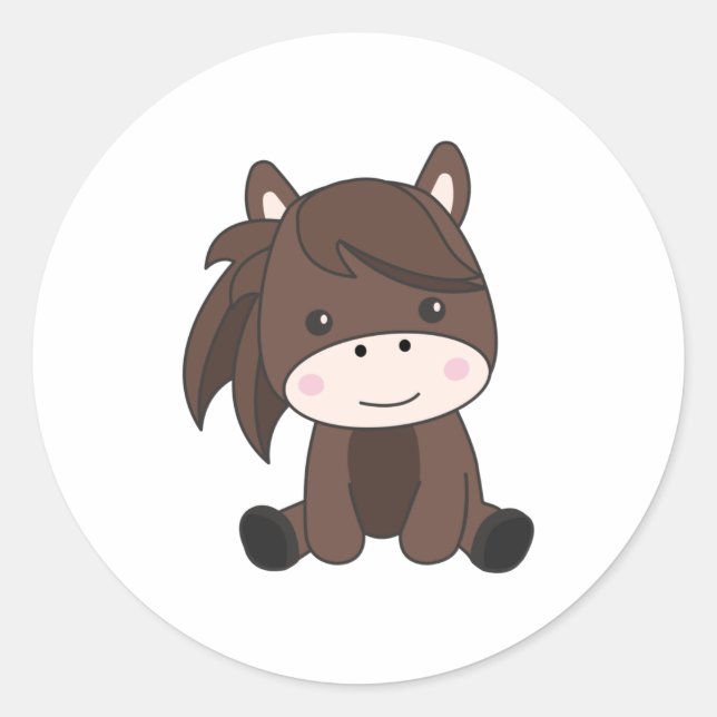 Sticker Rond Cheval Pony Équine Pony Pour Enfants (Devant)