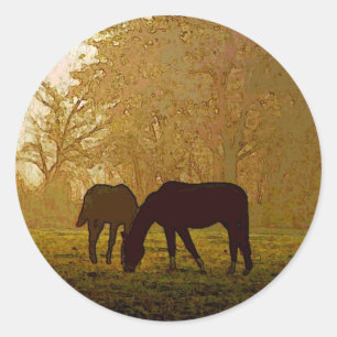 Sticker Rond Cheval Pop Art
