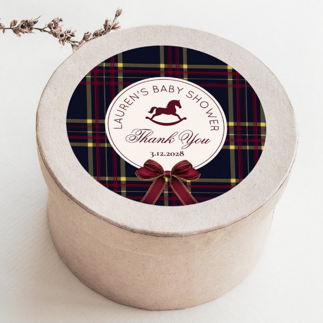 Sticker Rond Cheval Rocse Noël Bow Baby shower Merci (Créateur téléchargé)