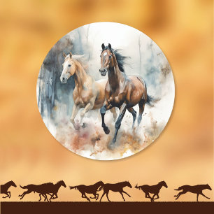 Sticker Rond Cheval sauvage de l'Ouest