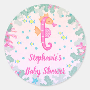 Sticker Rond Cheval Sous Le Baby shower De Mer