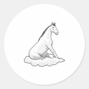 Sticker Rond Cheval sur nuage