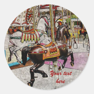 Sticker Rond cheval vintage à manège