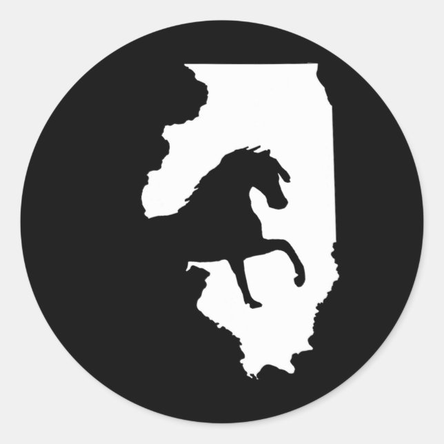 Sticker Rond Cheval vintage de l'Illinois (Devant)