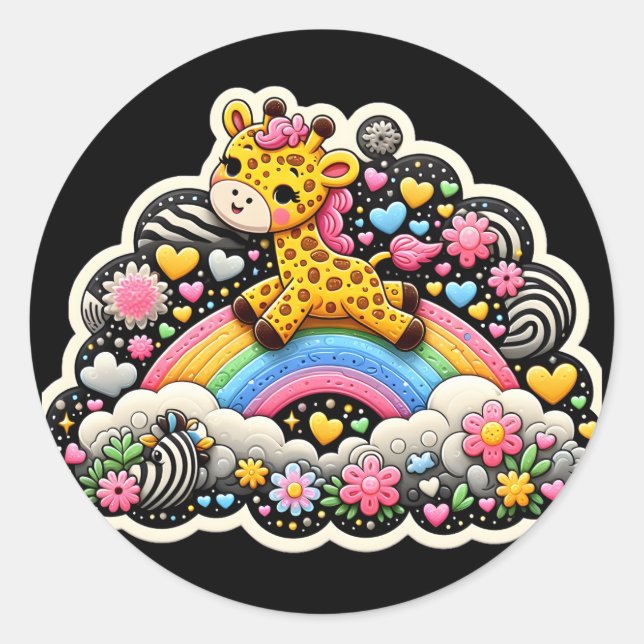 Sticker Rond chevalet girafe (Devant)