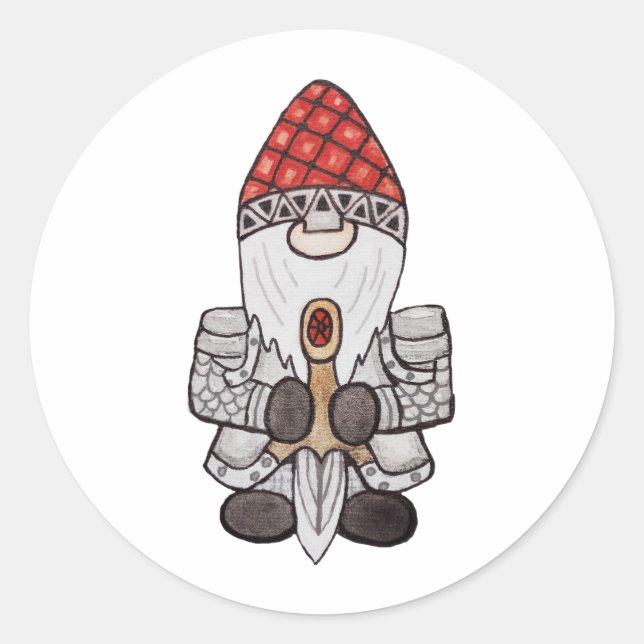Sticker Rond Chevalier guerrier Gnome (Devant)