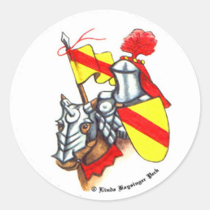 Sticker Rond Chevalier médiéval et cheval