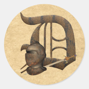Sticker Rond Chevalier rouillé D initial
