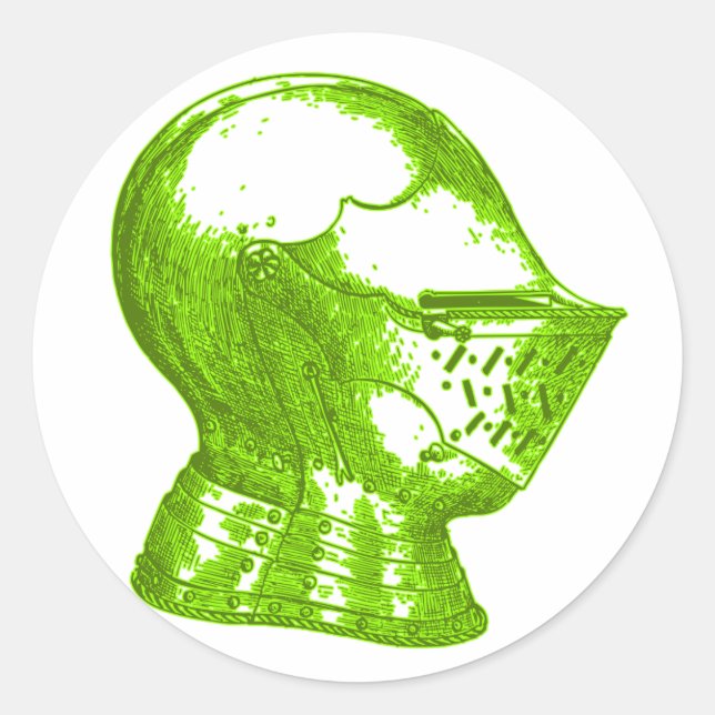 Sticker Rond Chevalier Vert Médiéval Anachronismes Créatifs (Devant)