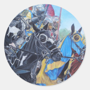 Sticker Rond chevaliers médiévaux historiques jouant sur les 