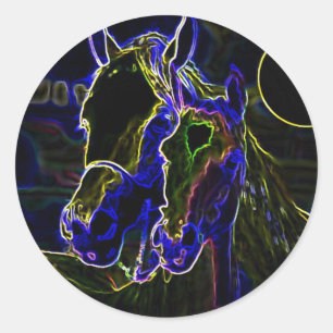 Sticker Rond Chevaux Blacklight