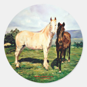 Sticker Rond Chevaux/Cabalos/Horses