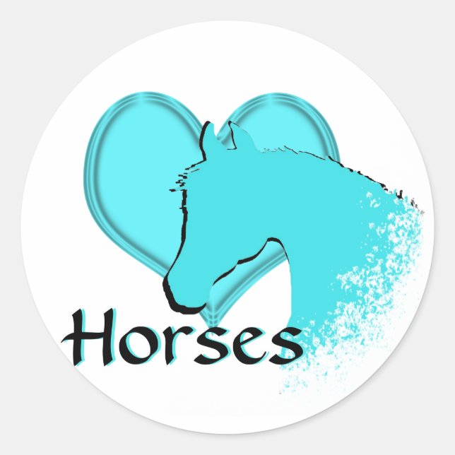 Sticker Rond Chevaux cardiaques III (aqua) (Devant)