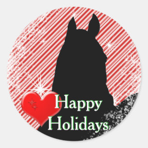Sticker Rond Chevaux de Coeur I Holiday (Sucre de canne Bkgrd)