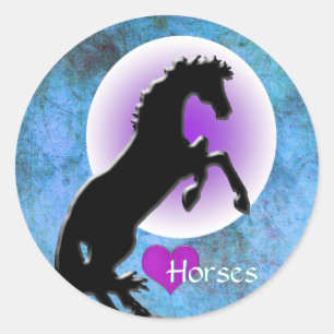 Sticker Rond Chevaux de coeur V (bleu/vert)