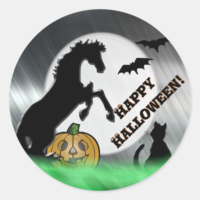 Sticker Rond Chevaux de coeur V Halloween (Devant)