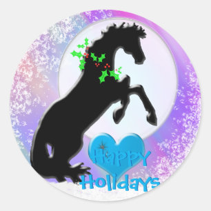 Sticker Rond Chevaux de Coeur V Vacances (Brouillard coloré)