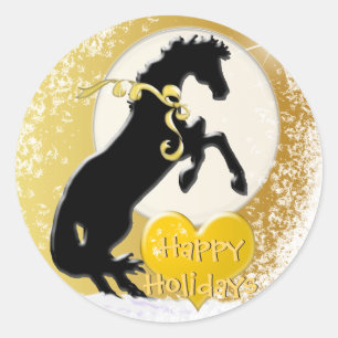 Sticker Rond Chevaux de Coeur V Vacances (étoiles d'Or)