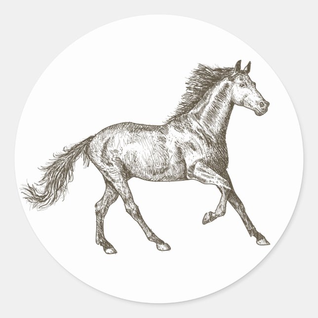 Sticker Rond Chevaux de l'Ouest Equestre Pays Cheval Rustique (Devant)