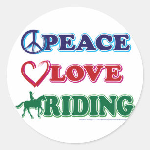 Sticker Rond Chevaux de Paix-Amour-Équitation
