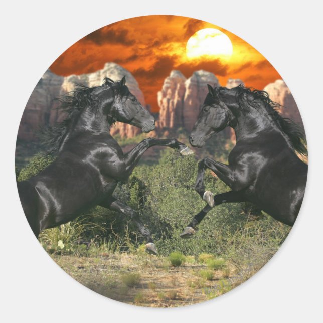 Sticker Rond Chevaux d'Imaginaire : Magie noire (Devant)
