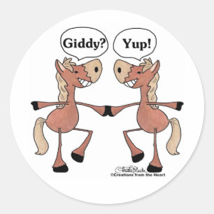 Sticker Rond Chevaux Giddy Up
