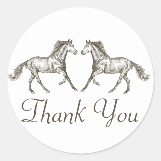 Sticker Rond Chevaux occidentaux Merci Cheval de campagne Rusti (Devant)