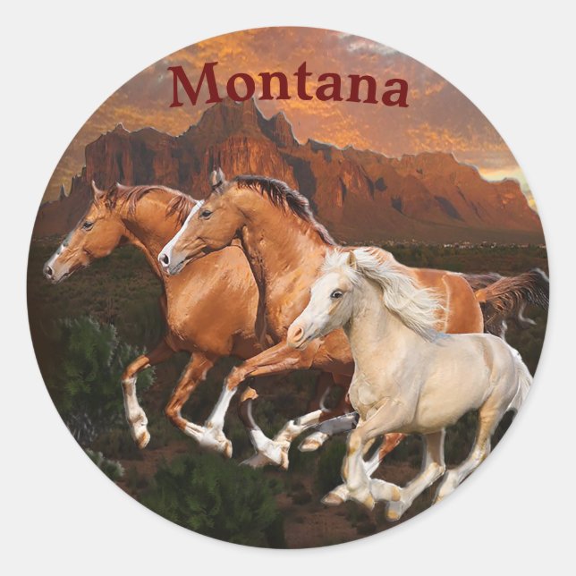 Sticker Rond Chevaux sauvages d'Arizona (Devant)
