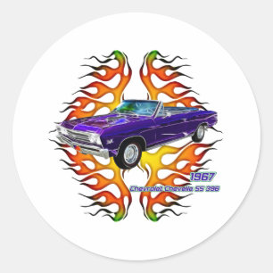 Sticker Rond Chevelle Chevy 1967 par Fractal Tee - shirts(TM)
