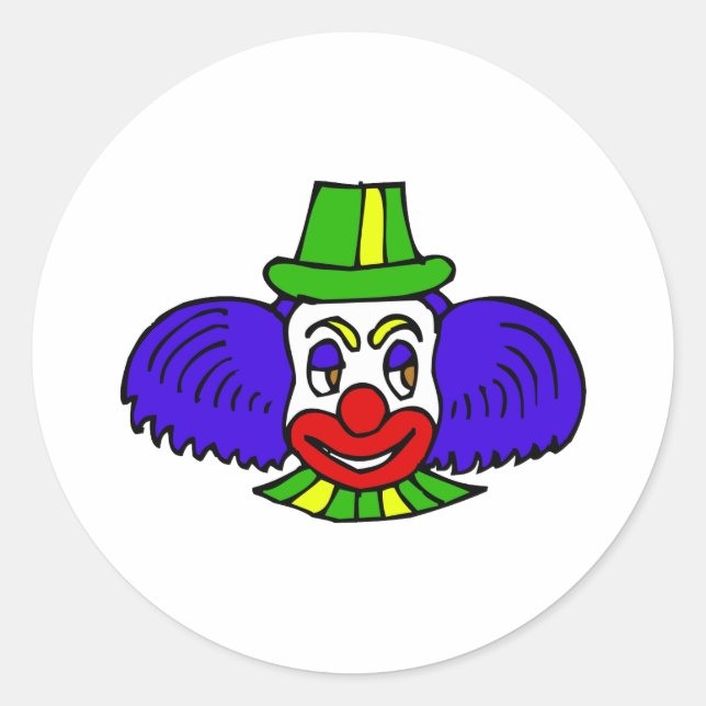 Sticker Rond Cheveux bleu clown (Devant)